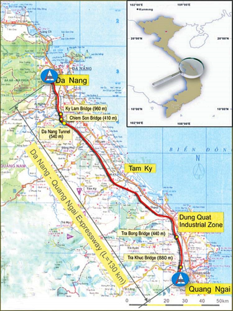 Đường cao tốc Đà Nẵng - Quảng Ngãi dài bao nhiêu km?